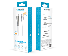 Forever Sleek kabelis USB-C - USB-C 1,0 m 60W baltos spalvos