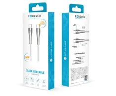 Forever Sleek kabelis USB-C - USB-C 1,0 m 60W baltos spalvos
