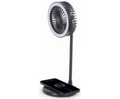 Gembird | TA-WPC10-LEDFAN-01 stalinis ventiliatorius su lempute ir belaidžiu įkrovikliu | N/A | Telefonas arba planšetinis kompiuteris su integruotu belaidžiu „Qi“ įkrovimu