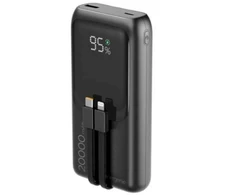 Gembird PB20-PD20-LCD-01 greito įkrovimo išorinė baterija su integruotais laidais, 20W, 20000 mAh, juodas