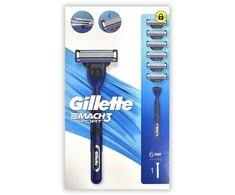 Gillette Mach3 Sport Razor + Spare Heads skustuvas ir keičiamos galvutės, 6 vnt.