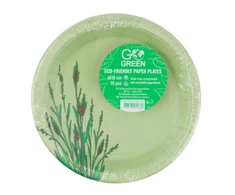 Go Green Gogreen "Reed Go Žalias" ekologiškos popierinės lėkštės Ø18cm 10 vnt. | 0,07 kg