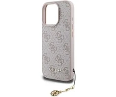 Guess 4G Charm dėklas skirtas Apple iPhone 16 Pro Max Tone on Tone Rožinė