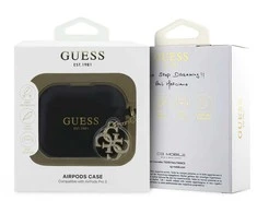 Guess 4G Charm Silicone dėklas skirtas Apple AirPods Pro 3 juodos spalvos