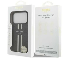 GUESS dėklas, skirtas IPHONE 17 Pro, suderinamas su MagSafe GUHMP17LP4RPSK (4G spausdintos juostelės), juodas