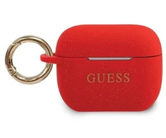 Dėklas Guess Silicone Glitter Case for AirPods Pro - Raudona
