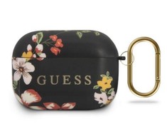 Guess Apsauginis dėklas GUACAPTPUBKFL04 N.4 Flower Collection, skirtas AirPods Pro juodai raudonas