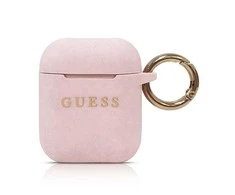 Guess GUACCSILGLLP AirPods dėklas rožinės spalvos silikoninis Glitter