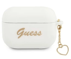 Apple AirPods Pro Guess silikoninis Charm Heart Collection (GUAPLSCHSH) ausinių dėklas baltos spalvos