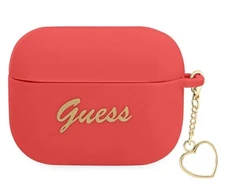 Apple AirPods Pro Guess silikoninis Charm Heart Collection (GUAPLSCHSR) ausinių dėklas raudonos spalvos