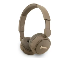 Guess Script Metal Logo belaidės ausinės rudos spalvos