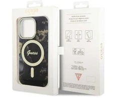 Guess GUHMP14XHTMRSK Apple iPhone 14 Pro Max 6.7″ juodos spalvos kietas dėklas Golden Marble MagSafe