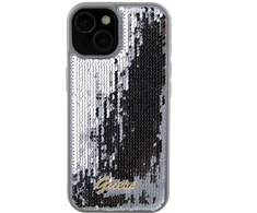 Apple iPhone 15 Pro Max Guess dėklas Sequin Script Metal (GUHCP15XPSFDGSS) sidabrinės spalvos