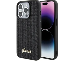 Guess GUHCP15LPSFDGSS Apple iPhone 15 Pro 6.1″ sidabrinis kietas dėklas Sequin Script Metal