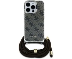 Guess GUHCP16XHC4SEW Apple iPhone 16 Pro Max 6.9" dėklas telefonui rudos spalvos/dėklas telefonui rudos spalvos Crossbody Cord 4G Print