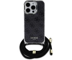 Guess GUHCP16XHC4SEK Apple iPhone 16 Pro Max 6.9″ juodos spalvos kietas dėklas Crossbody Cord 4G Print