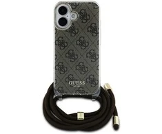 Guess GUHCP16SHC4SEW Apple iPhone 16 6.1" dėklas telefonui rudos spalvos/dėklas telefonui rudos spalvos Crossbody Cord 4G Print