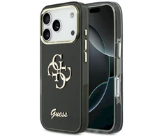 „Guess IML 4G Script Metal“ dėklas, skirtas „iPhone 17 Pro“ - juodas