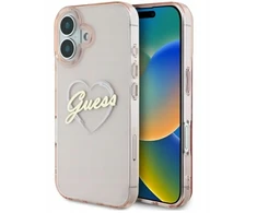 Guess IML Heart Apple iPhone 16 - dėklas telefonui rožinės spalvos