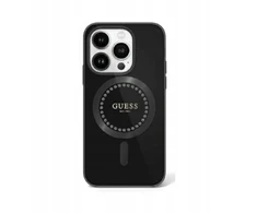 Guess GUHMP16MPFTDTEK Apple iPhone 16 Plus 6.7″ juodos spalvos kietas dėklas IML Rhinestones MagSafe