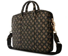 Guess 4G Peony Front Pocket Zipper Triangle Logo Nešiojamas kompiuteris Bag 16" - Juodas