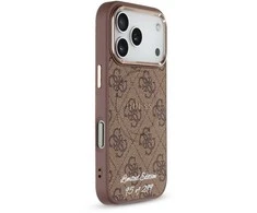 Guess PU 4G MagSafe Strap Limited Edition of 299 dėklas skirtas Apple iPhone 17 Pro rudos spalvos