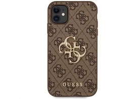 „Guess“ – „Guess PU 4G“ metalinis dėklas su logotipu, skirtas „iPhone 11“, rudas