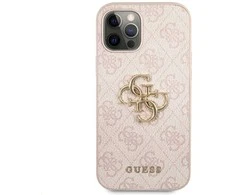 Dėklas Guess - Guess PU 4G Metal Logo Case for iPhone 12/12 Pro Rožinė