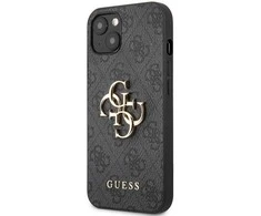 Guess Case GUHCP13M4GMGGR Apple iPhone 13 pilkas / pilkas kietas dėklas 4G didelis metalinis logotipas