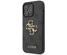 Guess Apple iPhone 13 Pro metalinis logotipo dėklas Pilkas