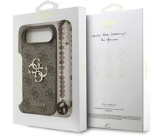 Dėklas „Guess PU 4G“ metalinis logotipo dirželis, skirtas „Apple iPhone Air“, rudos spalvos