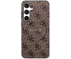 Guess 4G Ring Classic Logo MagSafe dėklas skirtas Samsung Galaxy S25 FE rudos spalvos