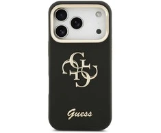 Guess PU Grained 4G Logo Stand Camera Frame dėklas skirtas Apple iPhone 17 Pro juodos spalvos