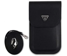 Dėklas Guess PU Grained Triangle Logo Phone Bag juodos spalvos