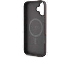 Guess PU Leather 4G Big Love Logo MagSafe Apple iPhone 16 dėklas telefonui rudos spalvos
