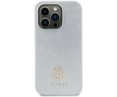 Guess dėklas, skirtas iPhone 15 Plus 6,7 GUHCP15MPS4DGPS sidabrinis HC PU 4G Metal Logo Strass