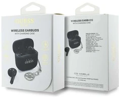 Ausinės TWS Guess Glossy Effect Printed Classic Logo & Charm juodos spalvos