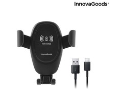 InnovaGoods V0103067 Air Vent Car Holder With Wireless Charging + Micro USB Cable Juodas