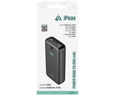 „iPeax“ išorinė baterija, 2x USB-A, 20000 mAh