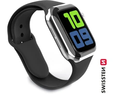 Swissten Išmaniojo laikrodžio Apple 1/2/3/4/5/6/SE silikoninis dirželis, Juodos spalvos, 42/44mm