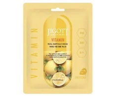 Jigott Vitamin Real Ampoule Mask - lakštinė veido kaukė su vitaminų kompleksu, 27 ml
