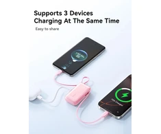 „Joyroom JR-PR2L“ 10000mAh 35W išorinė baterija su integruotu ištraukiamu USB-C laidu ir USB-C virvele - Mėlyna