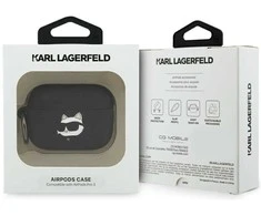 Karl Lagerfeld 3D Logo NFT Choupette Head Silicone dėklas skirtas AirPods Pro 3 juodos spalvos