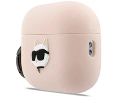 Karl Lagerfeld 3D Logo NFT Choupette Head Silicone dėklas skirtas AirPods Pro 3 Rožinė