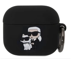 Karl Lagerfeld 3D Logo NFT Karl and Choupette silikoninis dėklas ausinėms AirPods 3 juodos spalvos