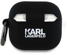 Karl Lagerfeld 3D Logo NFT Karl and Choupette silikoninis dėklas skirtas AirPods 4 juodos spalvos