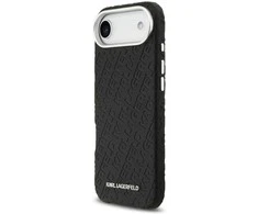 Karl Lagerfeld Grained PU Repeated Logo MagSafe dėklas skirtas Apple iPhone Air juodos spalvos