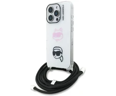 Karl Lagerfeld IML per petį nešiojamas Karl&amp;Choupette dėklas iPhone 16 Pro Max - Baltas