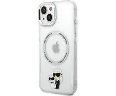 Karl Lagerfeld IML Karl and Choupette MagSafe dėklas telefonui Apple iPhone 15 skaidrus