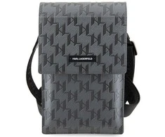 Karl Lagerfeld Saffiano Mongram Plaque - Išmanusis telefonas and accessory bag (Sidabrinis)